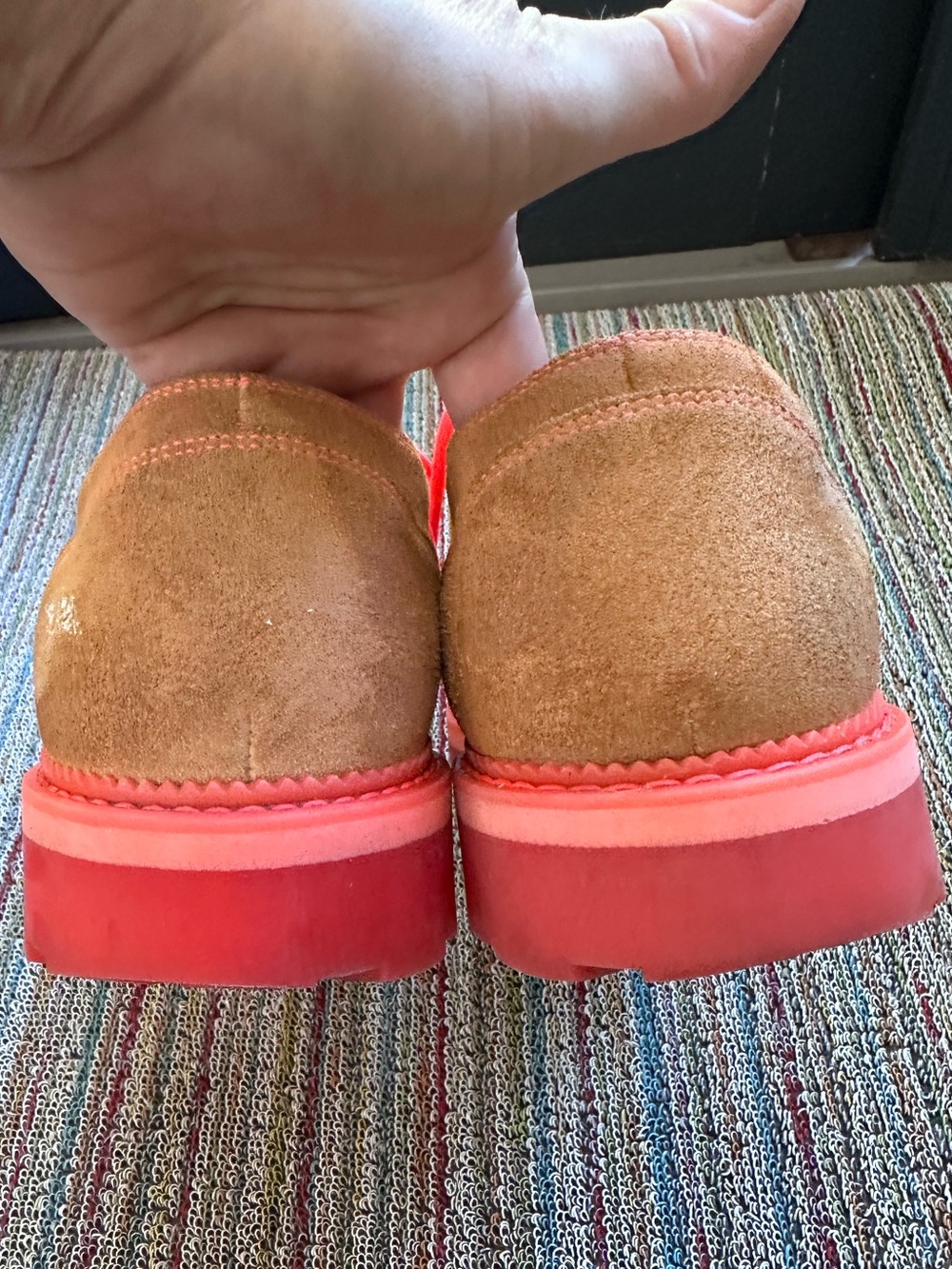 Fluevog 7th Heaven Derby Swirl suede lace-up derby shoe orange/pink -11.5 - Picture 8 of 16